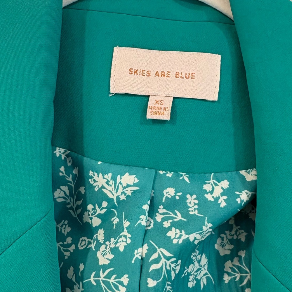 Teal Green Classic Open Front Blazer - Picture 3 of 3